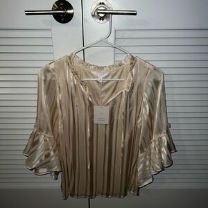 LC Lauren Conrad Women's Beige Striped Top